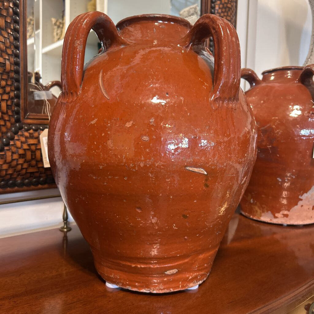 19 C. Antique French Oil Jug- Rust- 15H