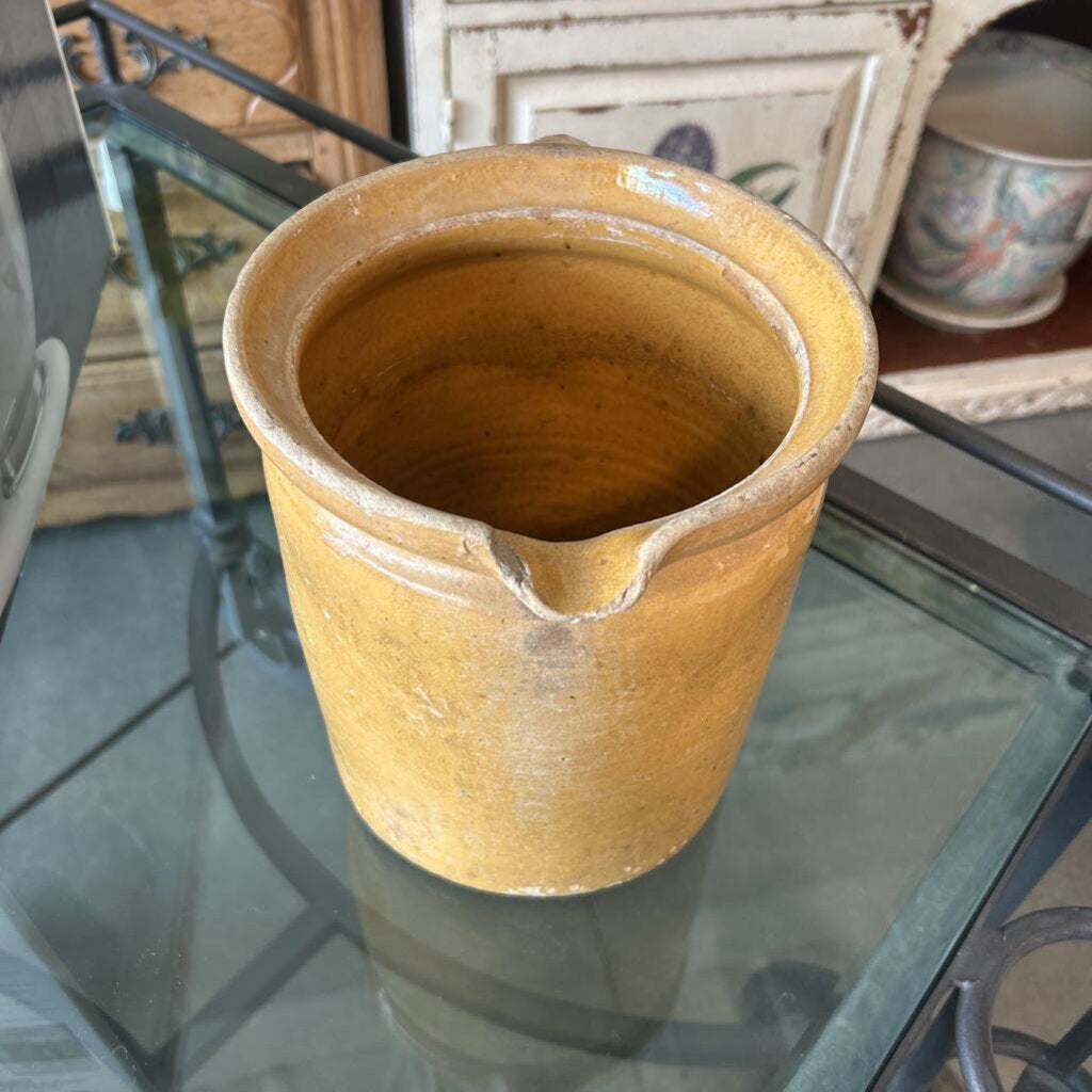 19 C. French Ochre Ware Pitcher W/ Lid- 9H