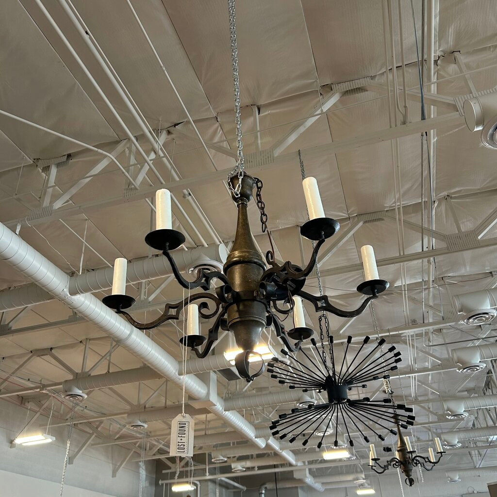 Paul Ferrante Wrought Iron 6 Light Chandelier - 36"