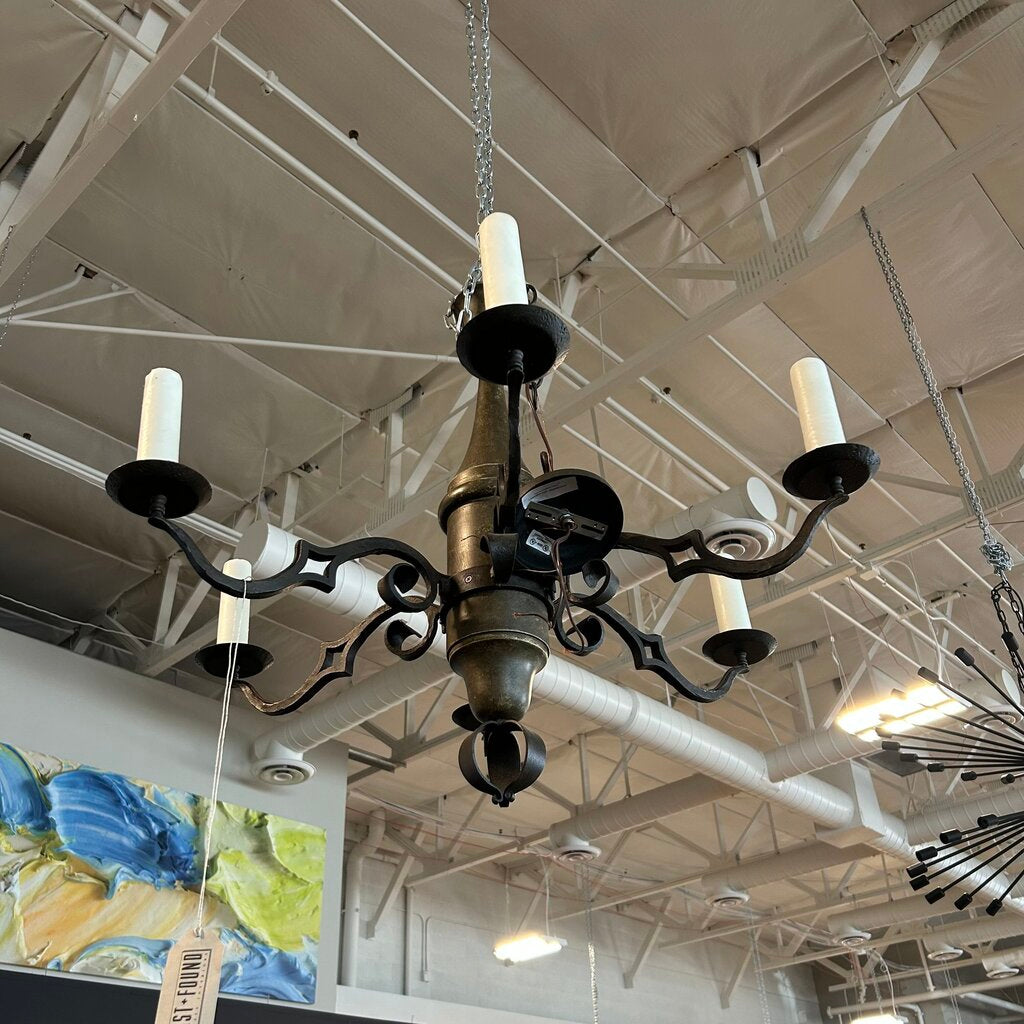 Paul Ferrante Wrought Iron 6 Light Chandelier - 36"