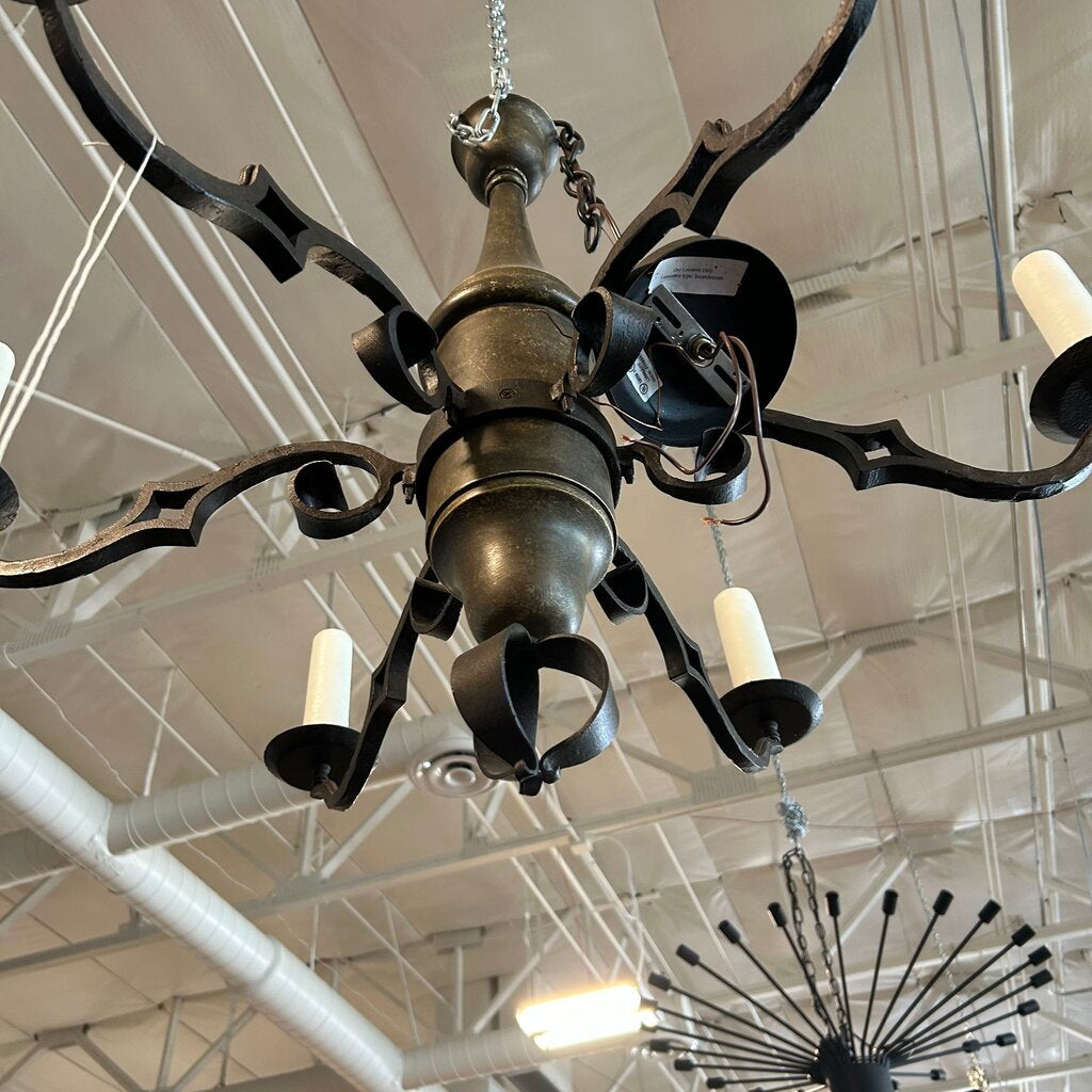 Paul Ferrante Wrought Iron 6 Light Chandelier - 36"