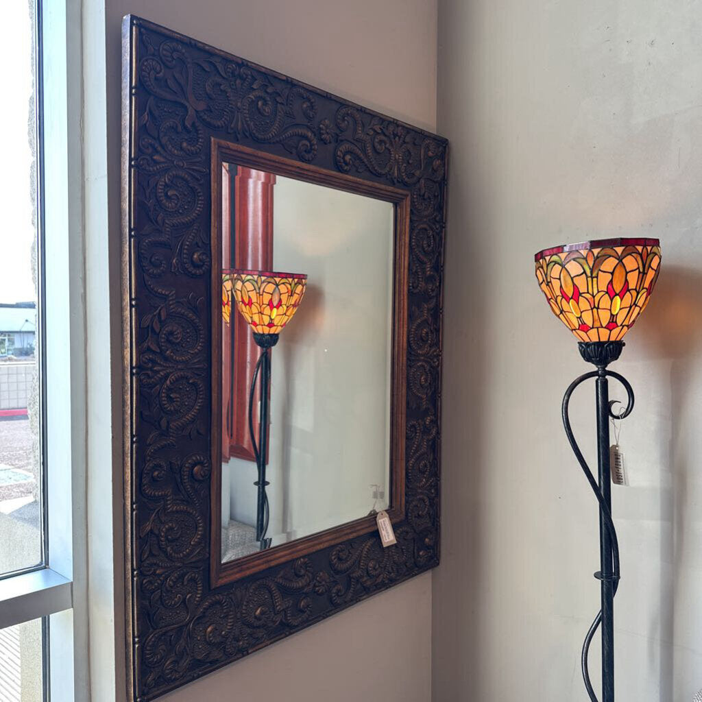 Ornate Wood Mirror W/Gold Accents
