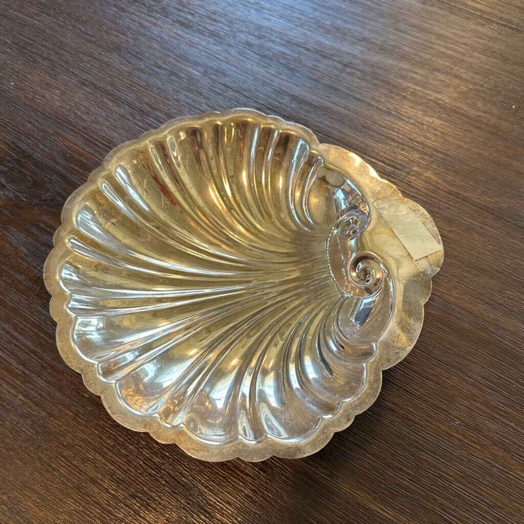 English Silver Plated Shell Dish - 9"