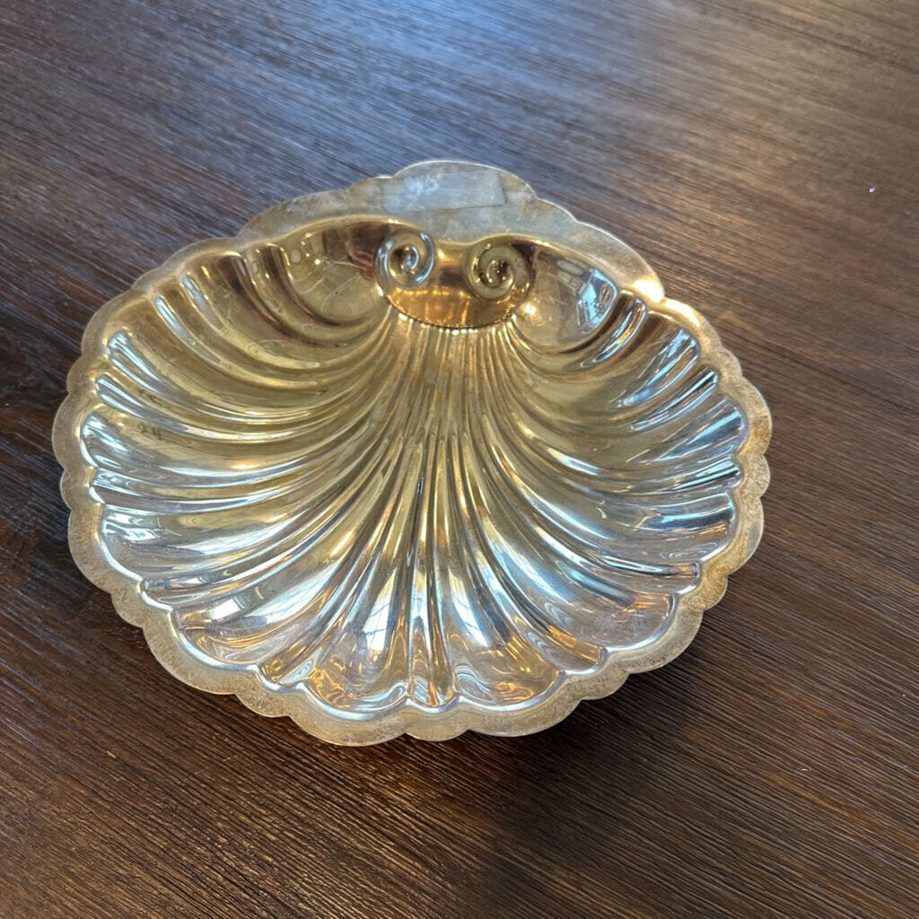 English Silver Plated Shell Dish - 9"