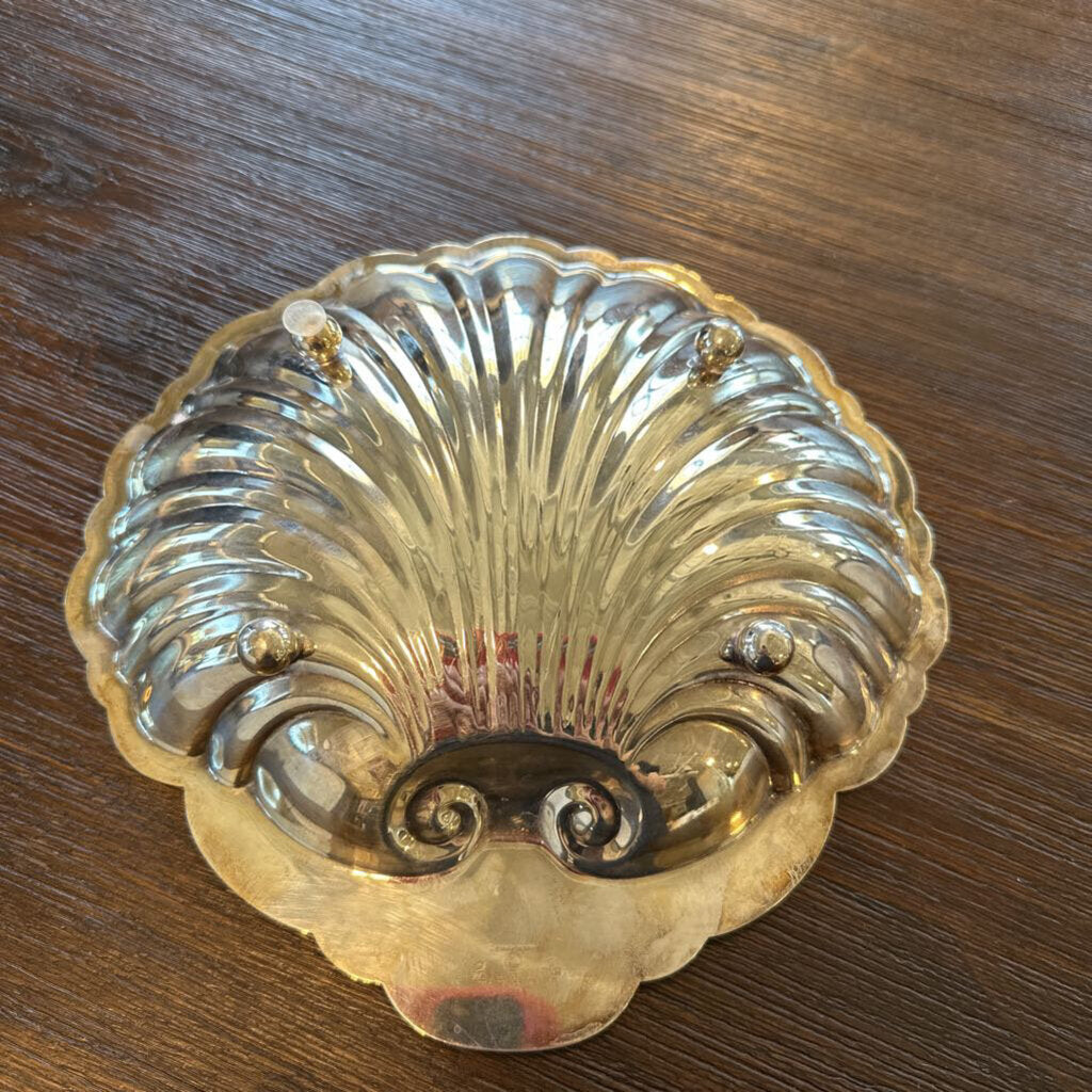 English Silver Plated Shell Dish - 9"