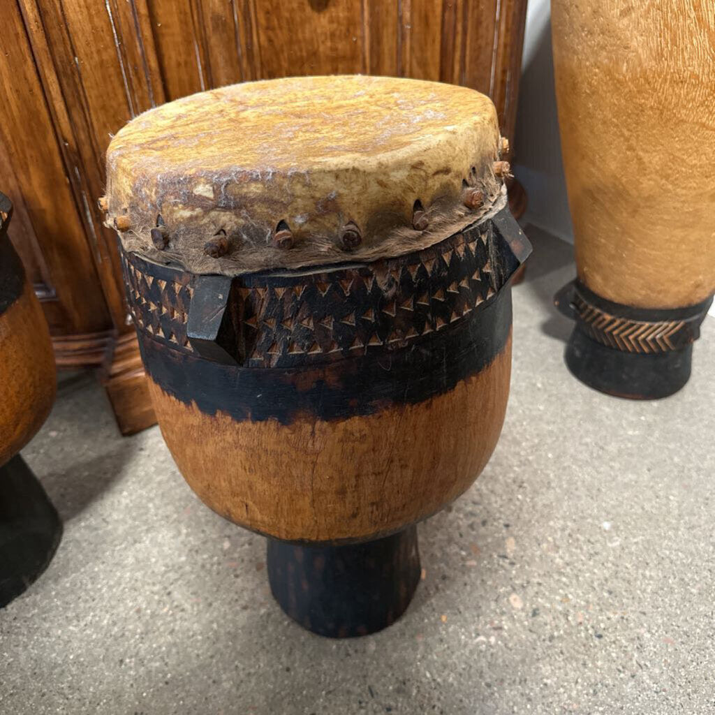 Handmade Wood African Drum- 19"