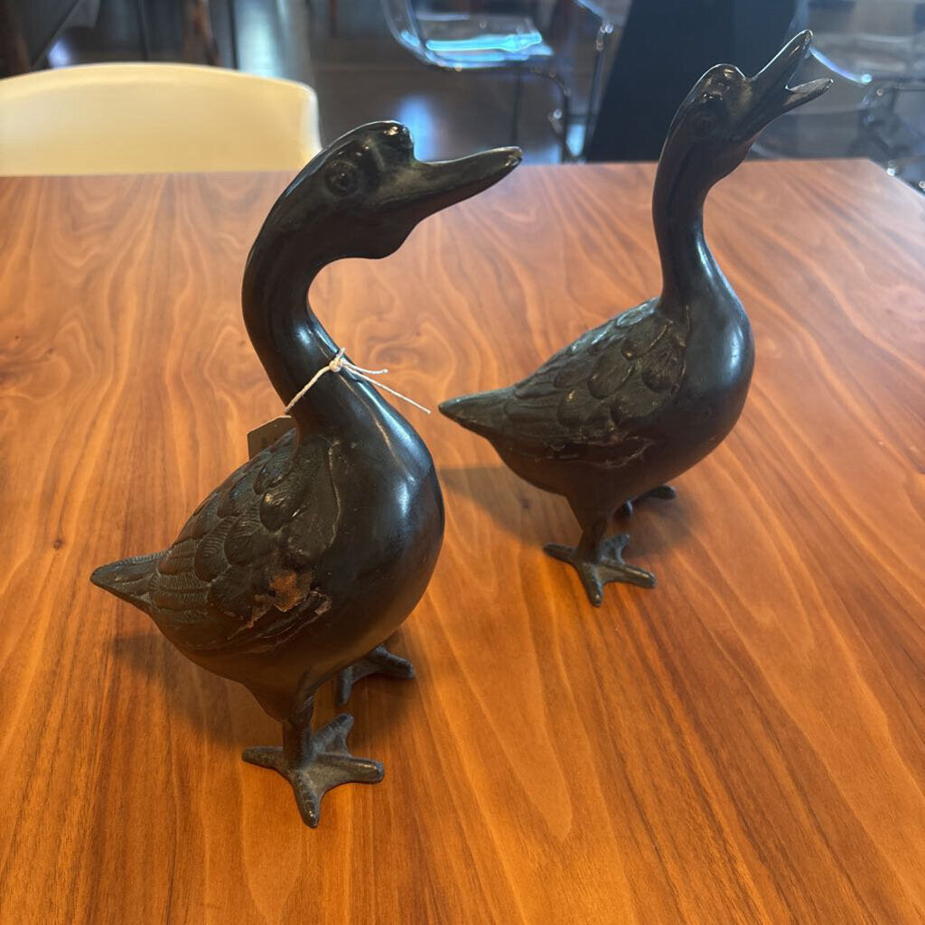 Vintage Cast Iron Ducks 11" - Pair - AS IS