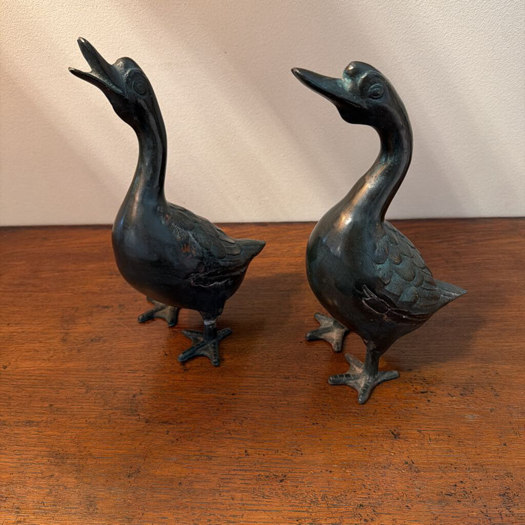 Vintage Cast Iron Ducks 11" - Pair - AS IS