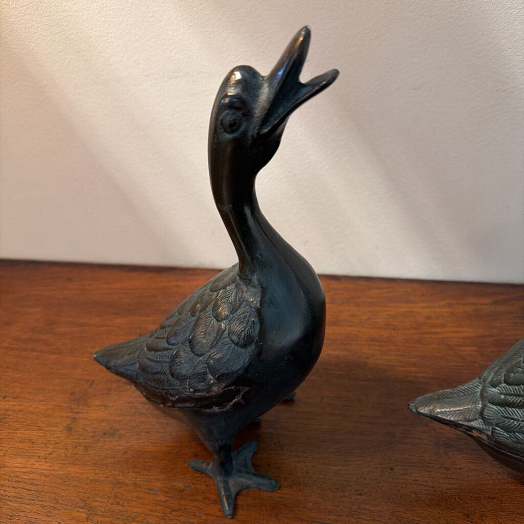 Vintage Cast Iron Ducks 11" - Pair - AS IS