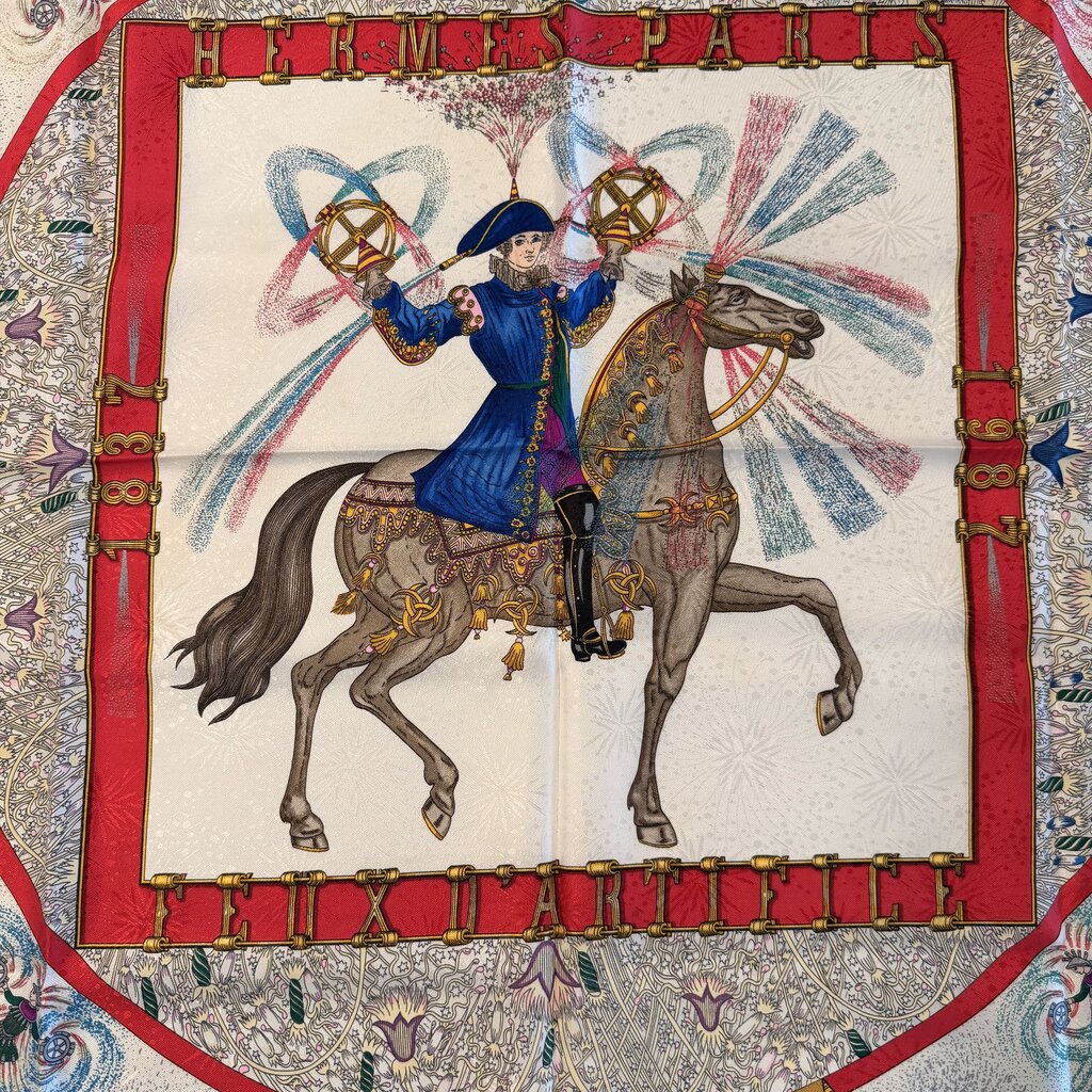 Hermes Feux D'artifice Vintage Silk Scarf- 90cm