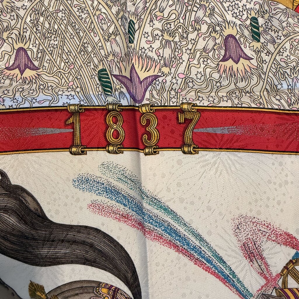 Hermes Feux D'artifice Vintage Silk Scarf- 90cm