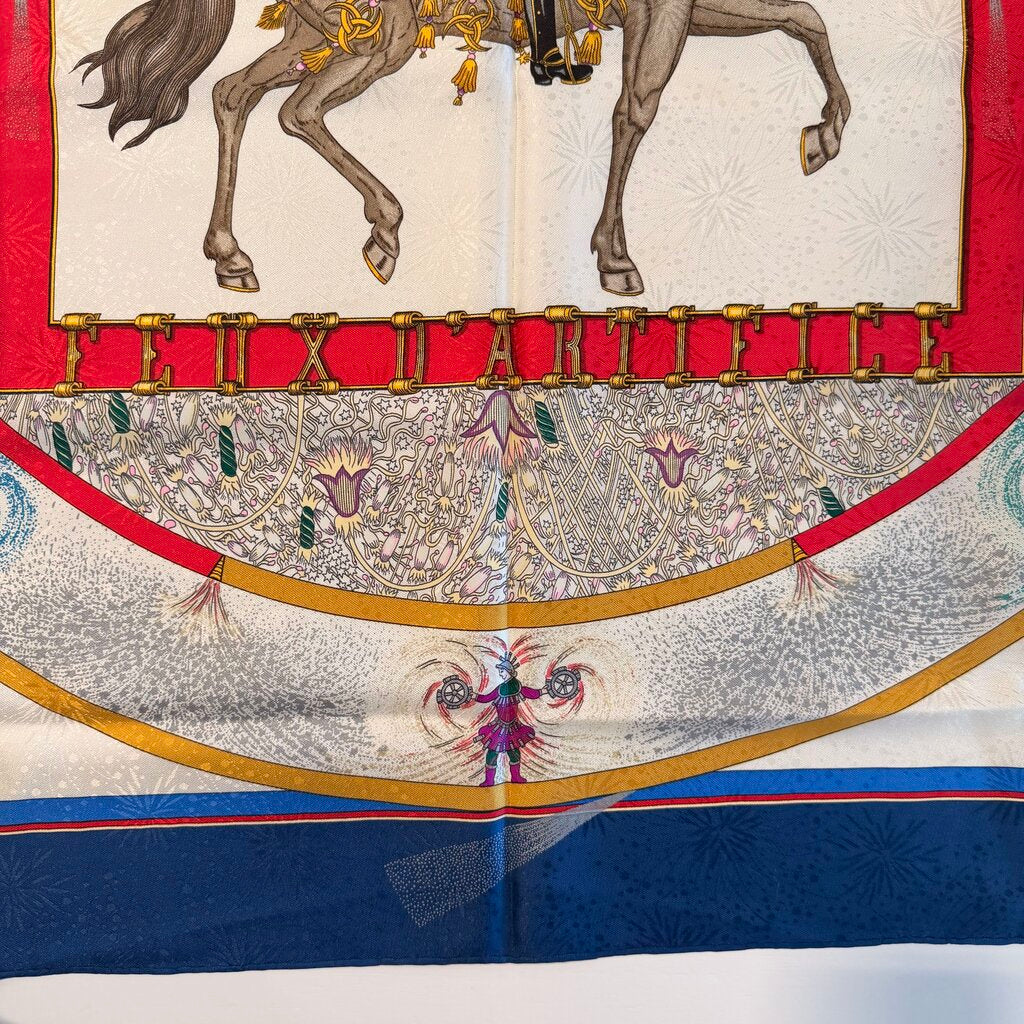 Hermes Feux D'artifice Vintage Silk Scarf- 90cm