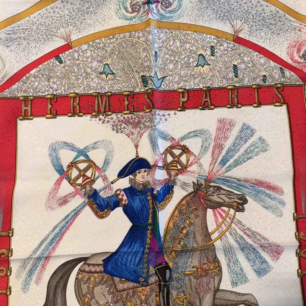 Hermes Feux D'artifice Vintage Silk Scarf- 90cm