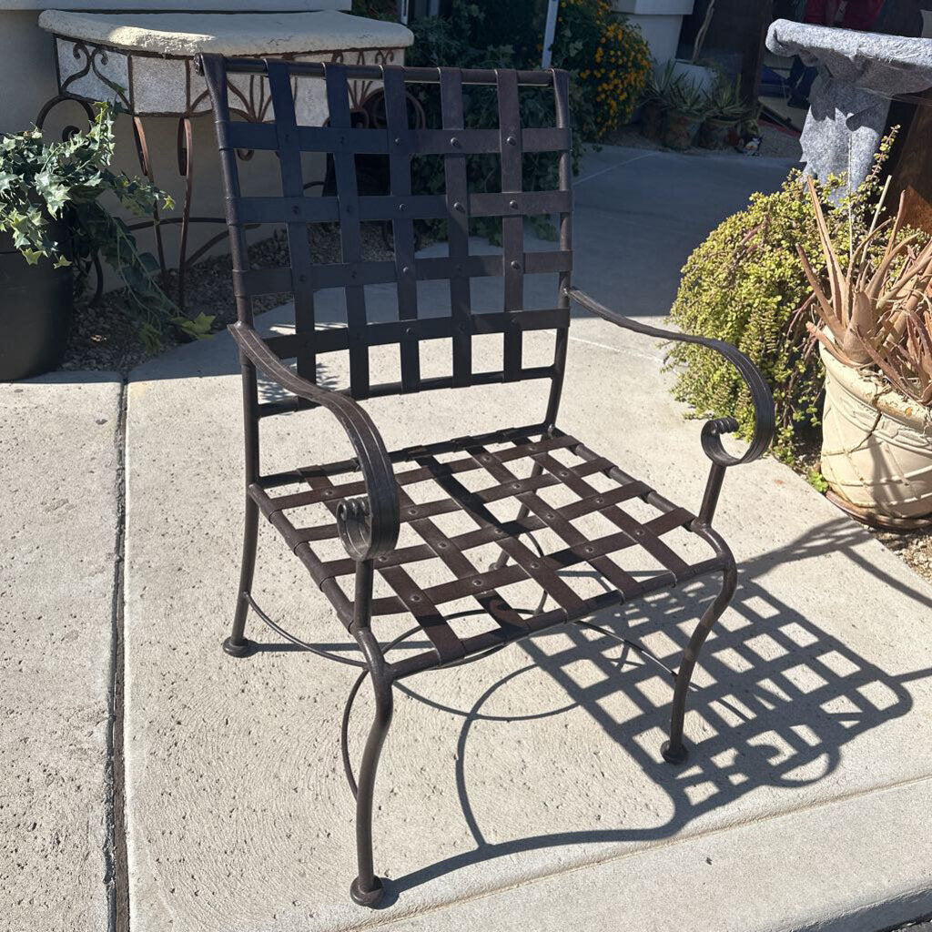 OW Lee Iron Dining Chairs W/ Blue Cushions- Set of 6