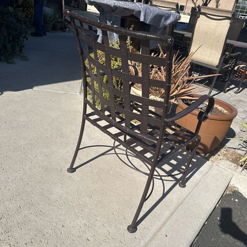 OW Lee Iron Dining Chairs W/ Blue Cushions- Set of 6