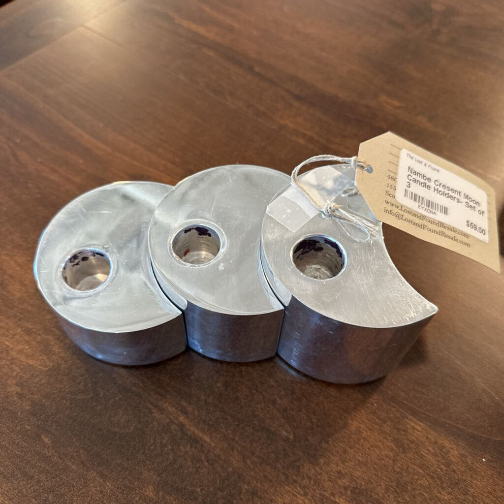 Nambe Cresent Moon Candle Holders- Set of 3