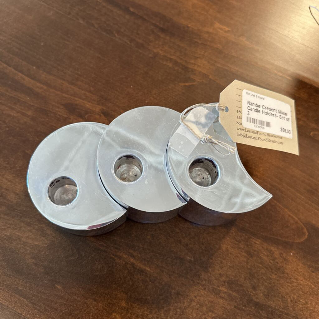 Nambe Cresent Moon Candle Holders- Set of 3