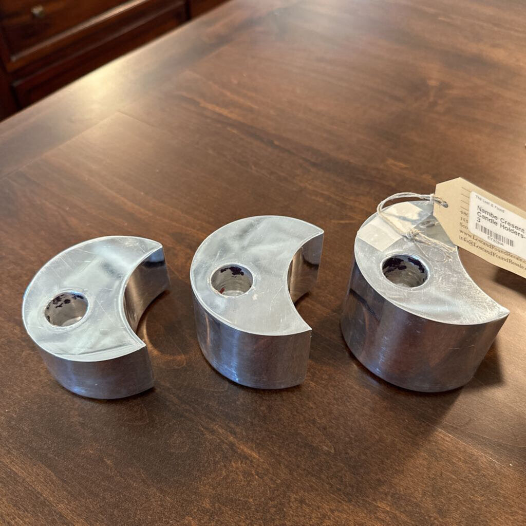 Nambe Cresent Moon Candle Holders- Set of 3