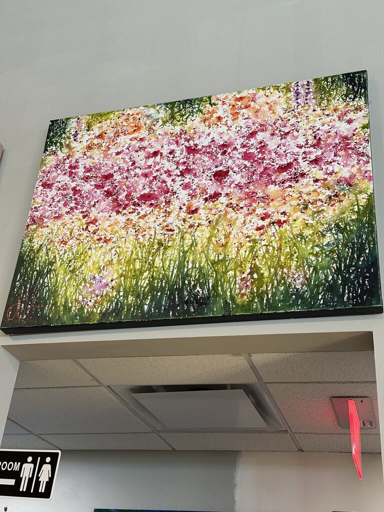 Floral Painting on Canvas by J. Johnson