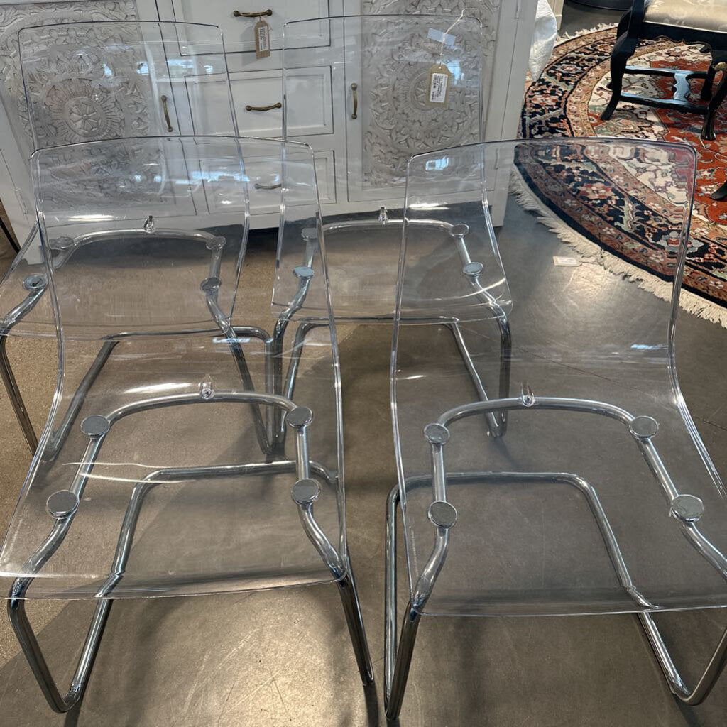 Ikea Tobias Clear & Chrome Dining Chairs - Set Of 4