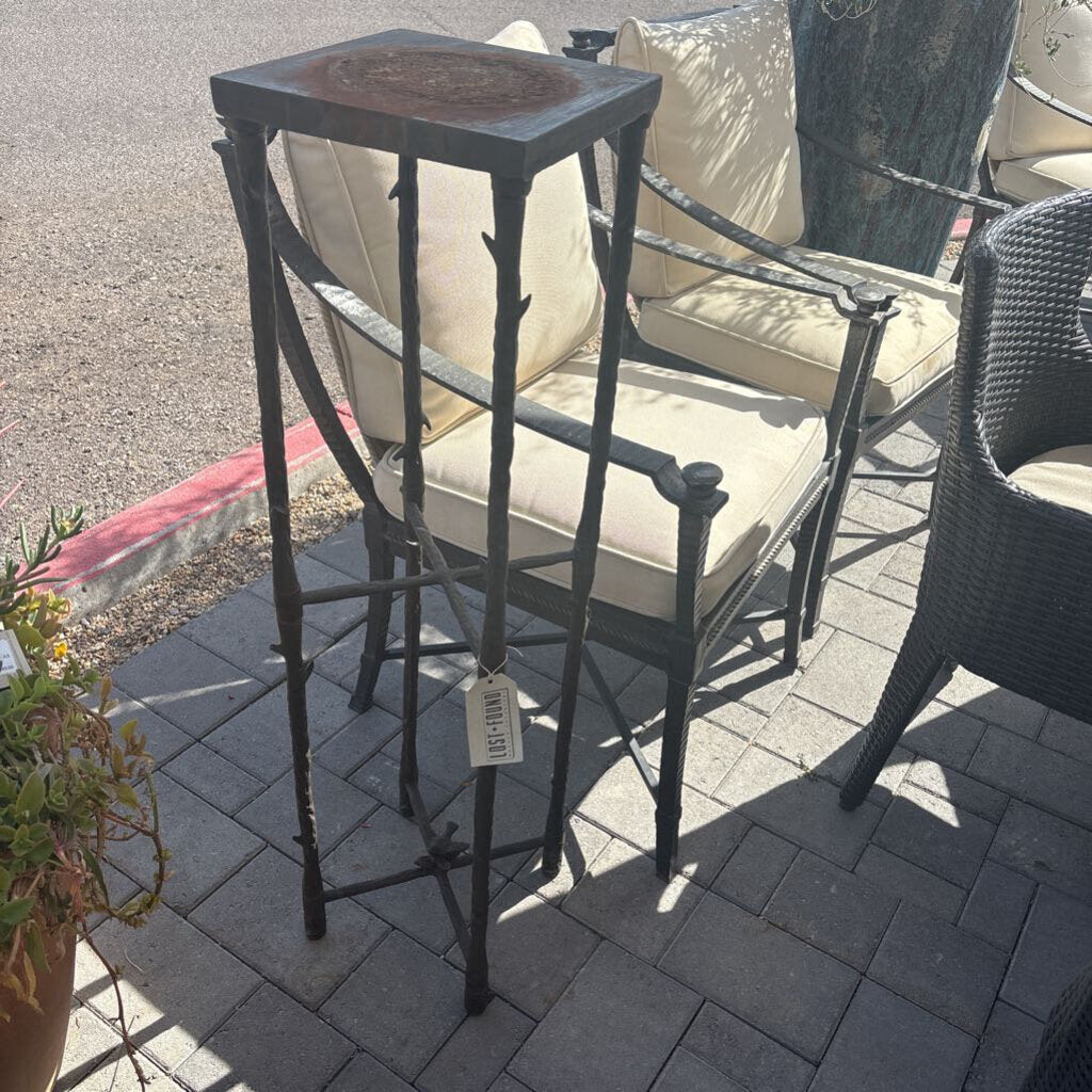 Rustic Wrought Iron Plant Stand W/ Bird - AS IS - 10X10X41