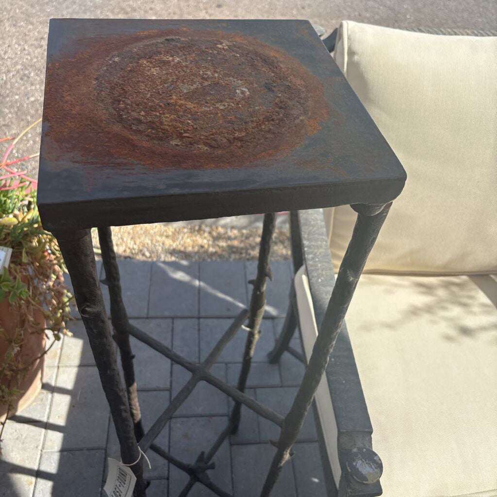 Rustic Wrought Iron Plant Stand W/ Bird - AS IS - 10X10X41