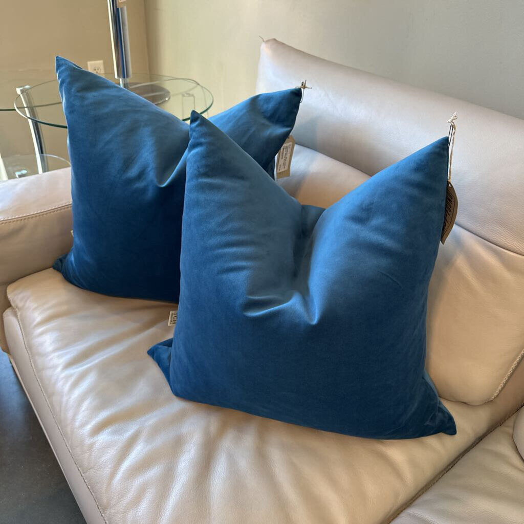 Tessitura Blue Velvet Pillow Made in Italy - 22"