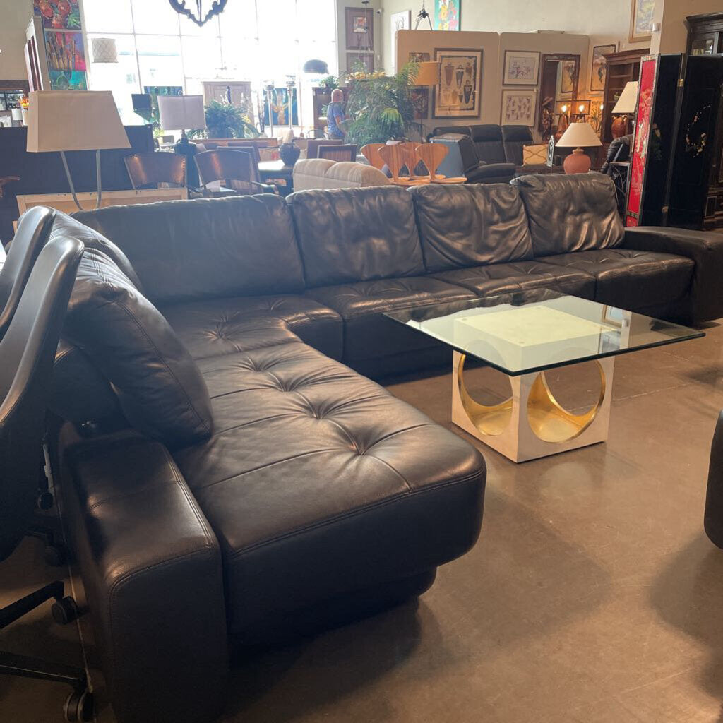 W. Schillig Leather Sectional W/ Chaise- 155X107