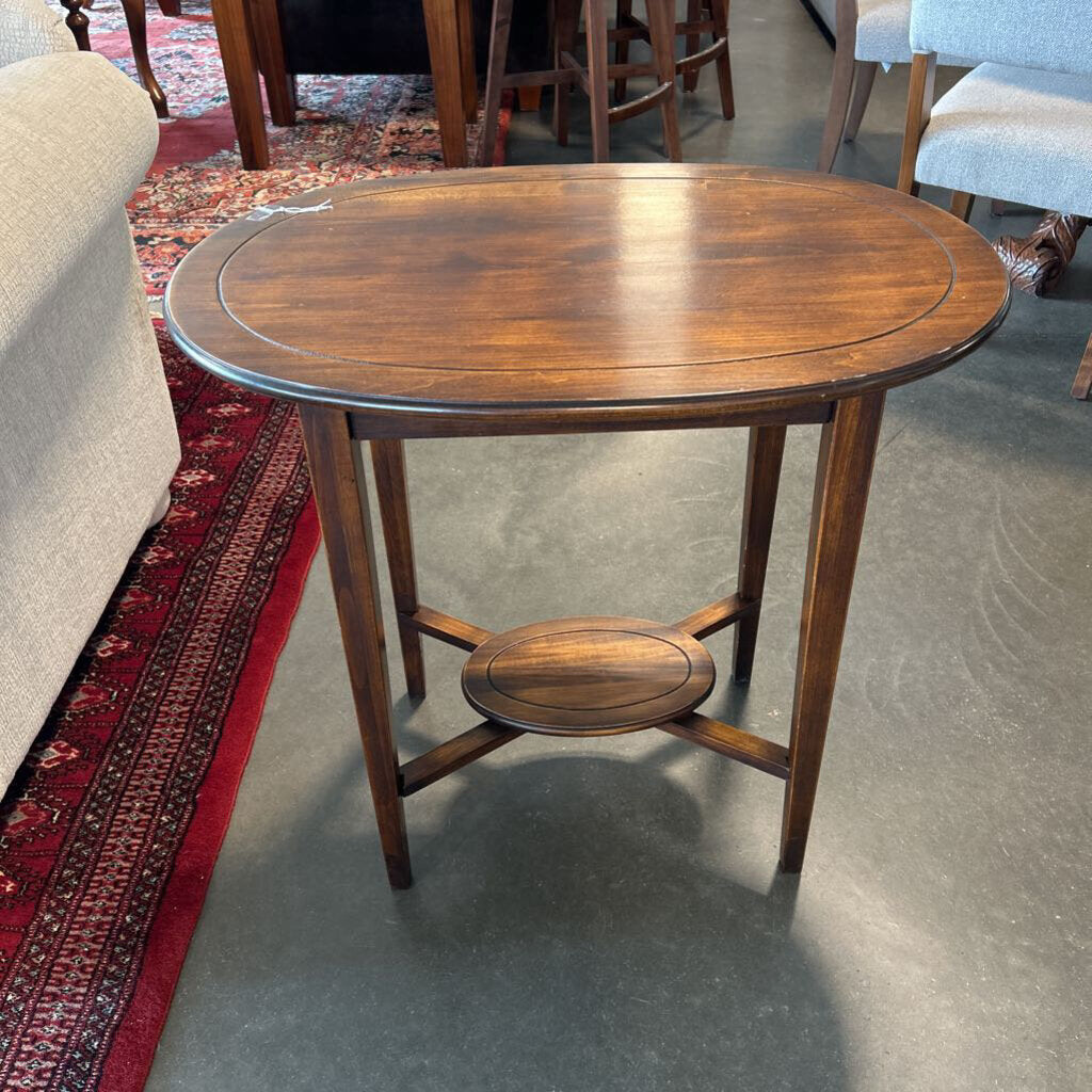 Oval Wood Side Table Made In Romania- 30X19X28.5H