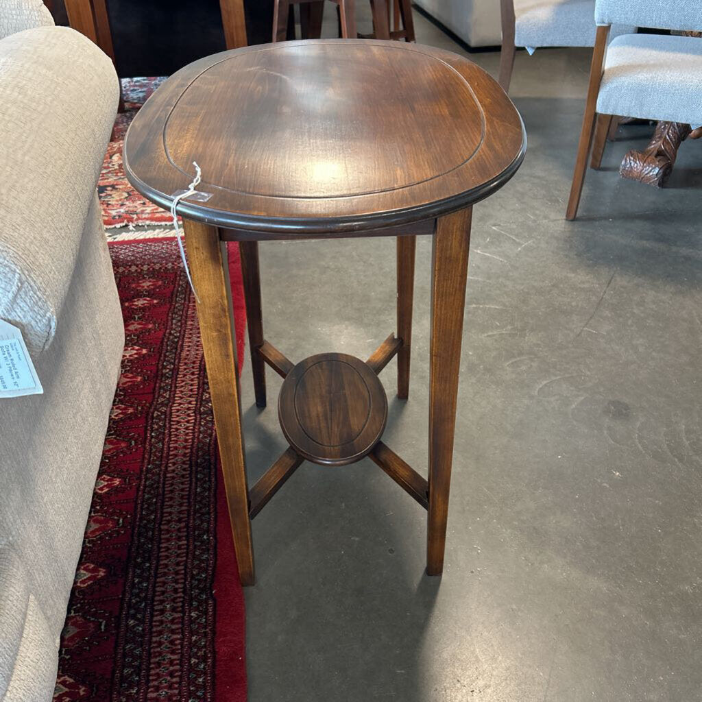 Oval Wood Side Table Made In Romania- 30X19X28.5H