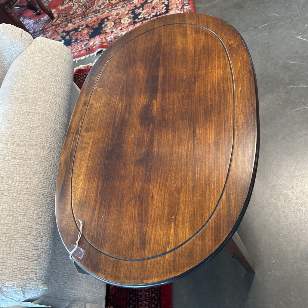 Oval Wood Side Table Made In Romania- 30X19X28.5H