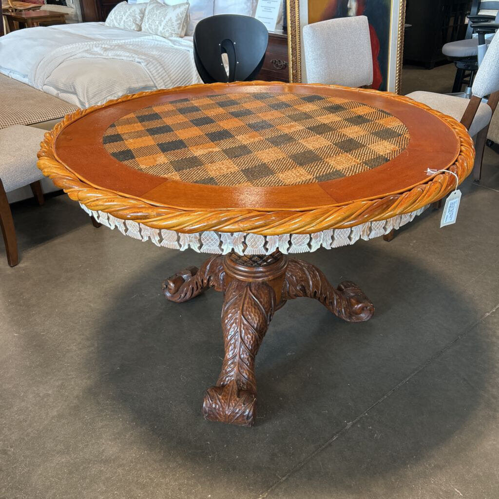 Mackenzie Childs Hand Carved Ajiro Table- 48X31H- AS IS