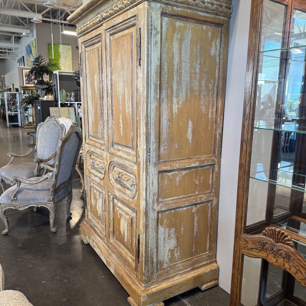 Distressed Chippy Wood Armoire- 57X30X87
