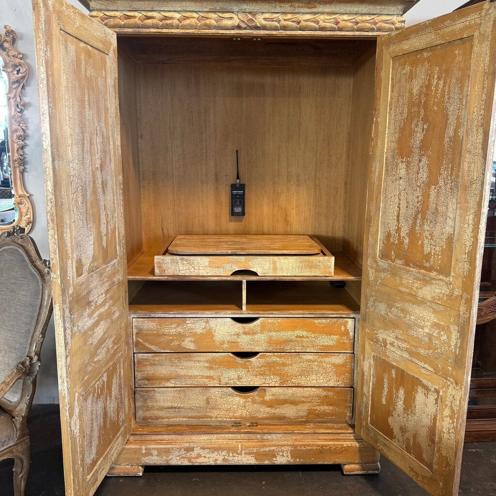 Distressed Chippy Wood Armoire- 57X30X87