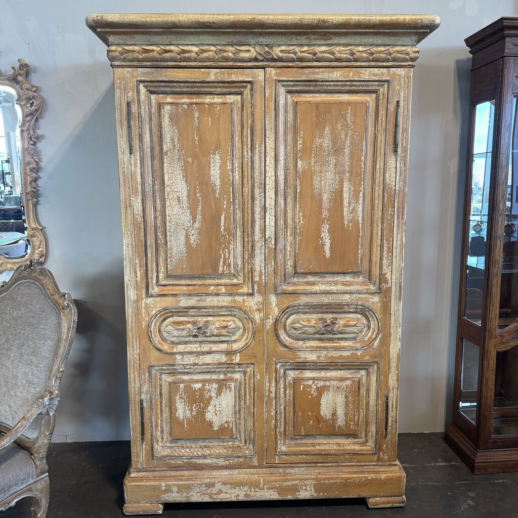 Distressed Chippy Wood Armoire- 57X30X87