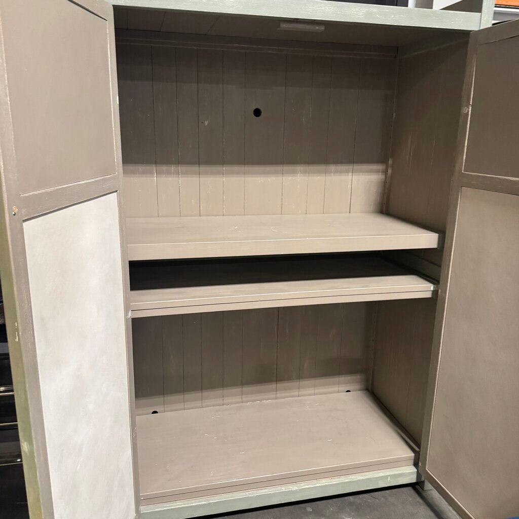 Rustic Painted Armoire W/ Twig Detail - 24X52X78H - AS IS