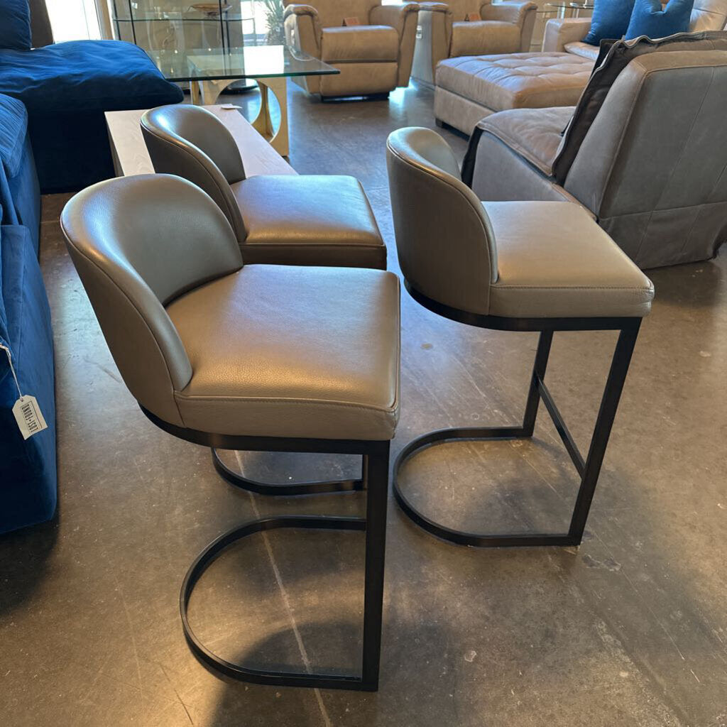 Restoration Hardware 1960s Leather Counter Stool - Set of 3