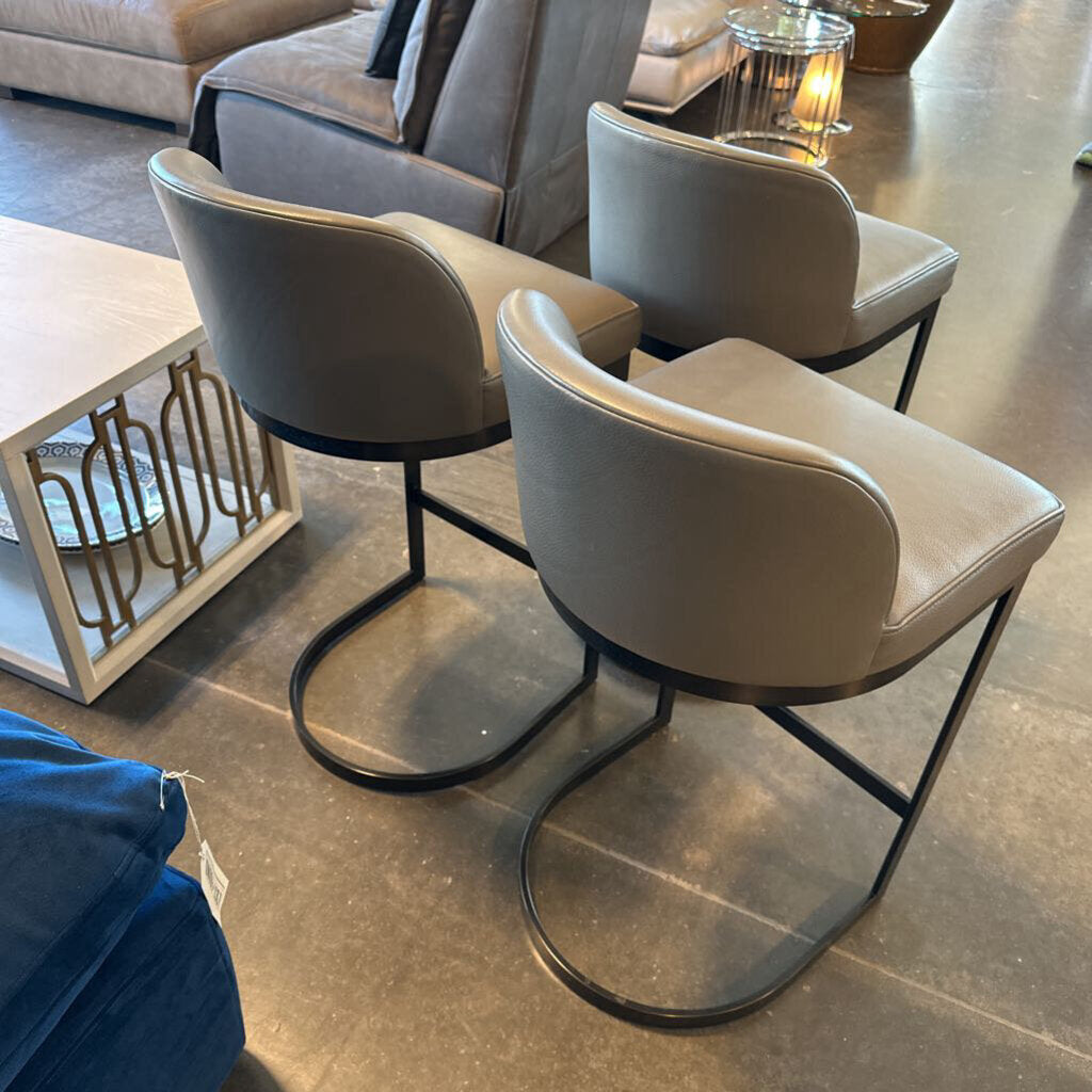 Restoration Hardware 1960s Leather Counter Stool - Set of 3