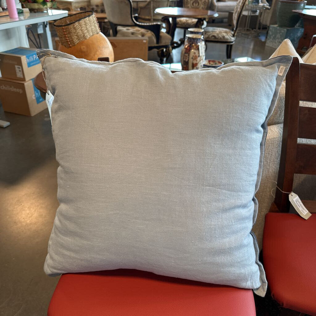 Navy & Light Blue Linen Pillow - 22X22