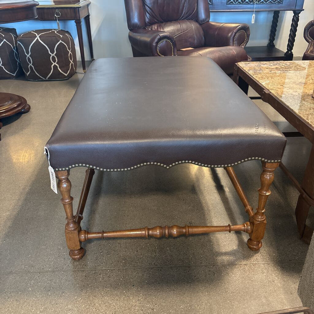 Vintage Leather Upholstered Ottoman- 30X48X20.5H- AS IS