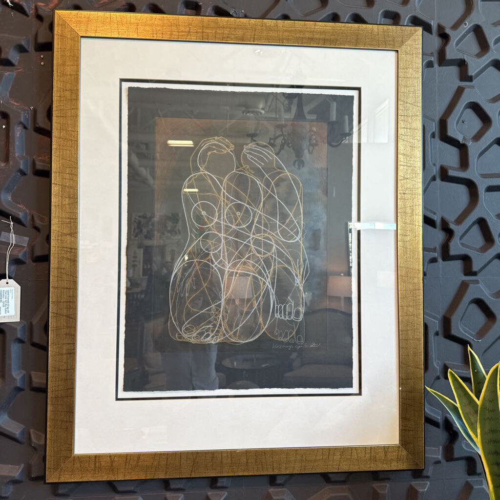 Gold Framed Origy Of The Line Art By Gabor Koranyi - 32X39