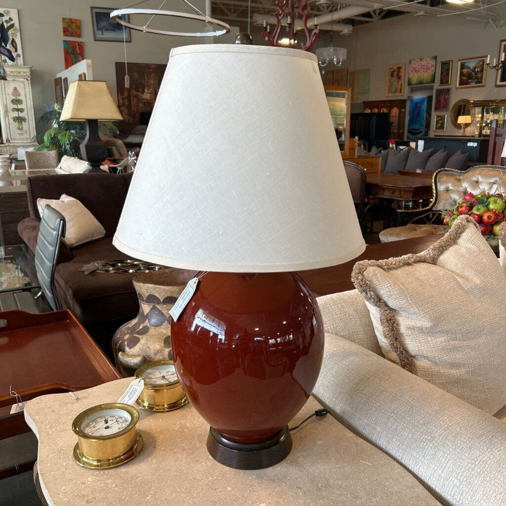 Vintage Rust Oval Lamp- 33H