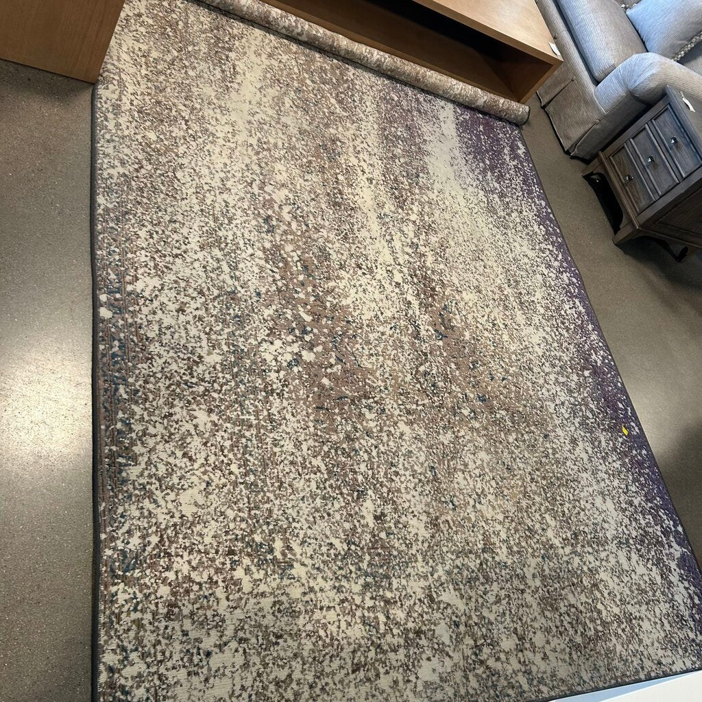 White & Purple Machine Knotted Rug- 7X11