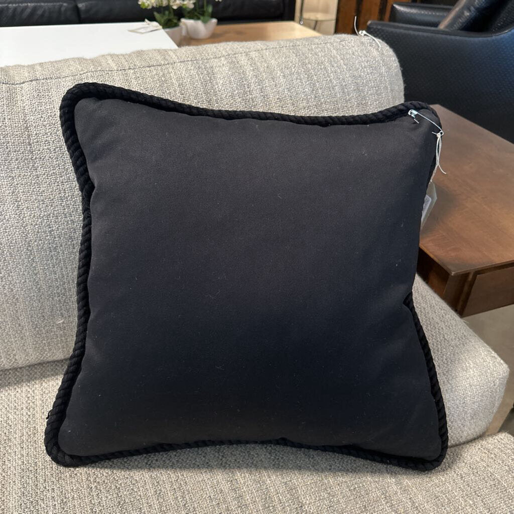 Black Down Pillow W/ Rope Detail - 20X20