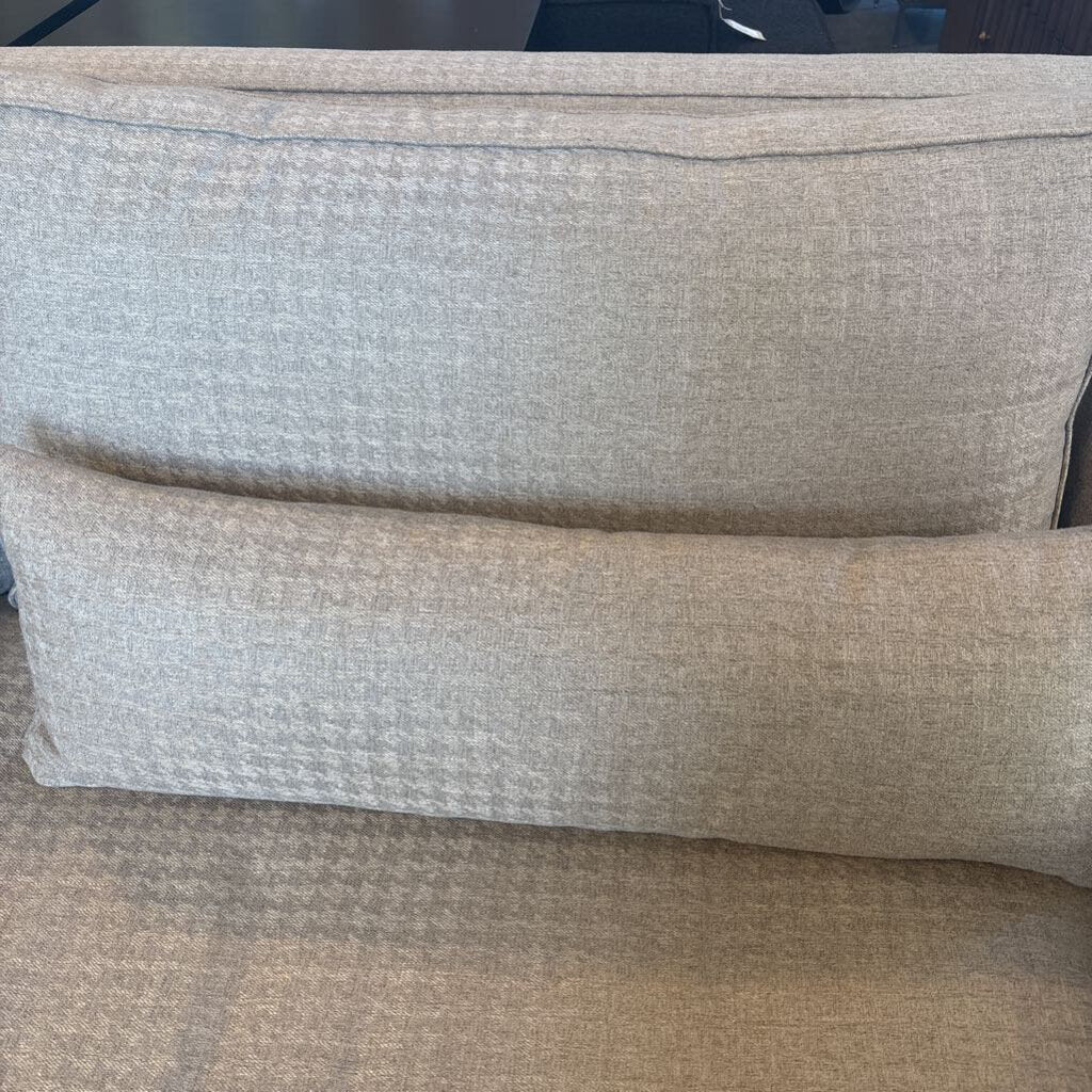 Custom Herringbone Beige Sofa W/ Down Pillows - 95X41X36H