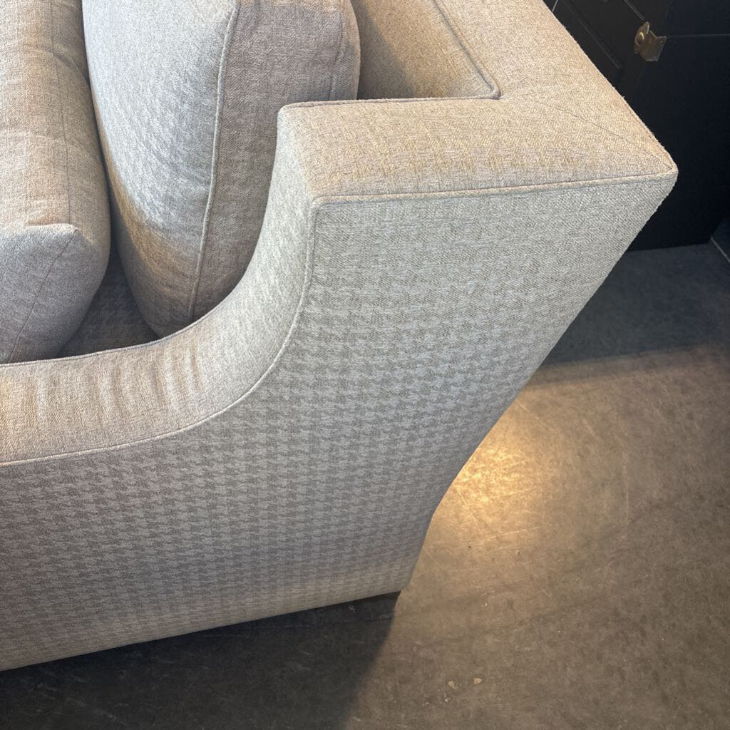 Custom Herringbone Beige Sofa W/ Down Pillows - 95X41X36H