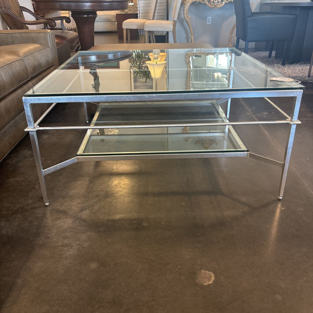 Safavieh Silver Leaf Glass Coffee Table - 43X43X20H