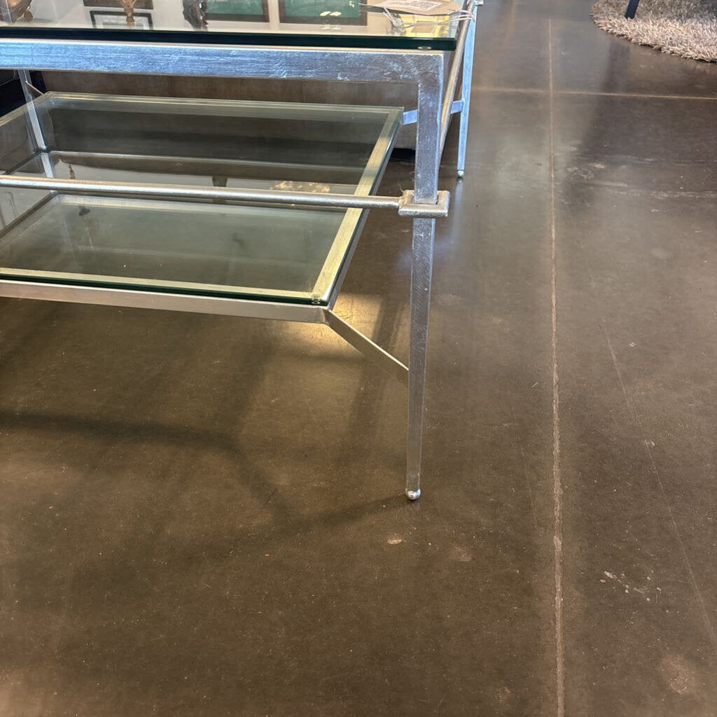 Safavieh Silver Leaf Glass Coffee Table - 43X43X20H