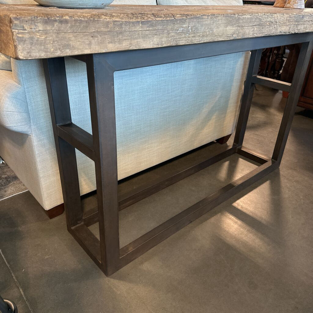 Little Bear Interiors Rustic Wood Slab Conosle W/ Iron Legs- 68X18.5X36H
