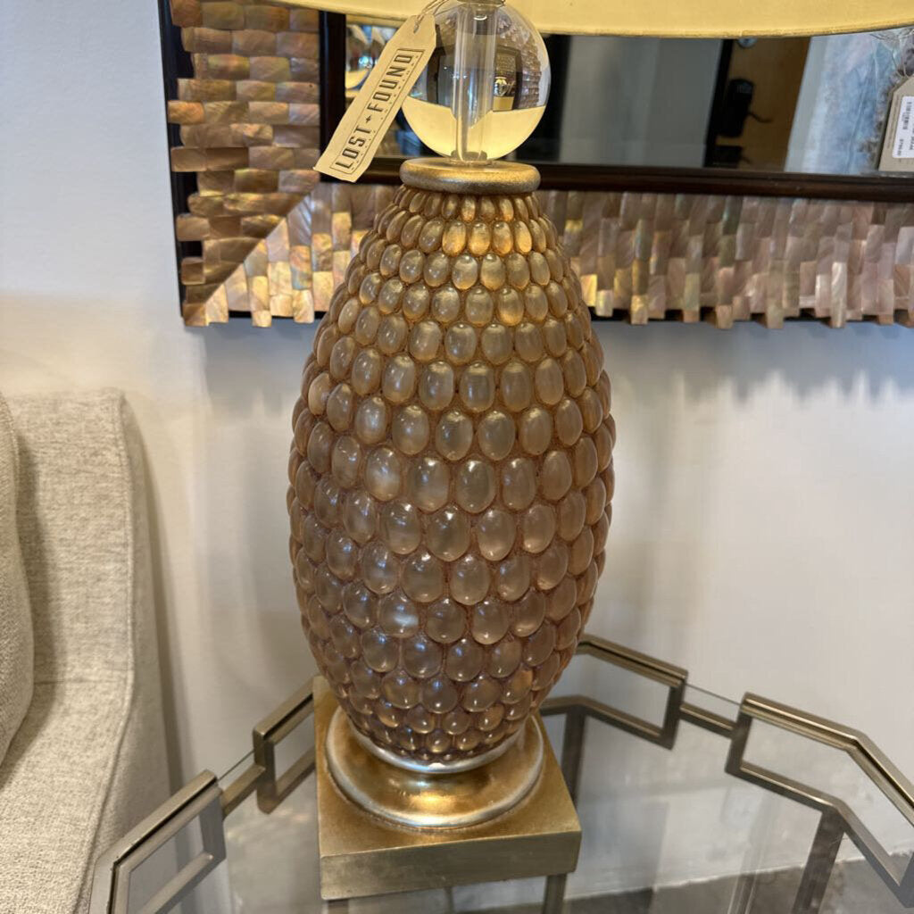 Gold Mosaic Lamp W/ Cream Shade - Pair - 33"